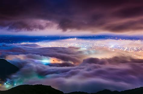 lights, Taipei, Clouds, Fog, Night Wallpapers HD / Desktop and Mobile 