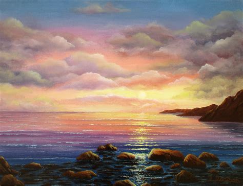 Beach Scene Painting Easy Canvas Painting Cloud Painting Sunset