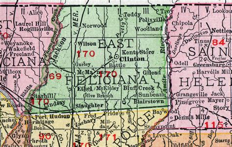 East Feliciana Parish Louisiana 1911 Map Rand Mcnally Clinton