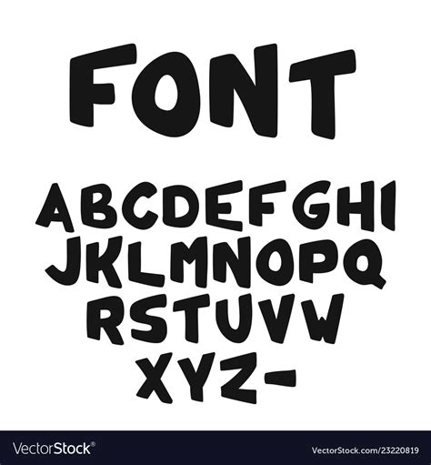 Hand Drawn Cute Bold Alphabet Or Font Royalty Free Vector