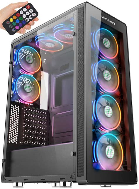 Buy MUSETEX 8 PCS ARGB Fans ATX Mid Tower Case With 2 USB 3 0