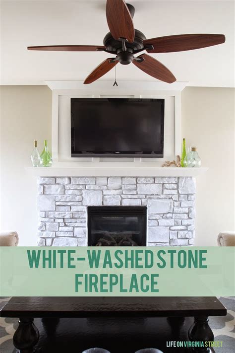Whitewash your stone fireplace for under 20 hometalk. A White-Washed Stone Fireplace Tutorial | Life on Virginia ...