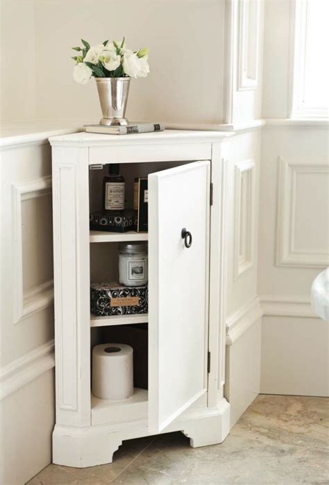 Small Corner Bathroom Cabinet Ideas Painted White Cabinet With Images