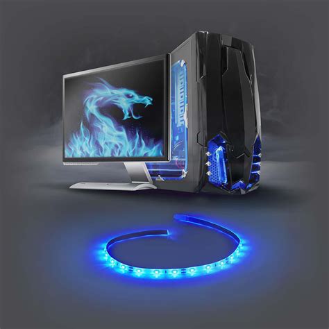 Gaming Led Light Strip Blue 40 Cm Sata Powered Desktop Pc Nedis
