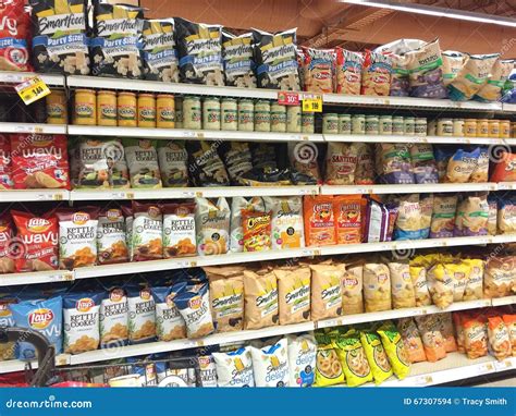 Grocery Store Interior Snacks And Chips Aisle Editorial Stock Image