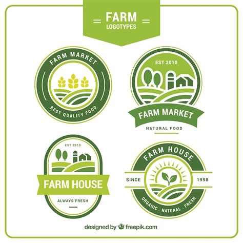 Premium Vector Collection Of Four Green Farm Logos