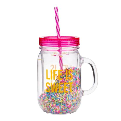 Life Is Sweet Bpa Free Sprinkles Mason Jar Travel Cup Multi Walmart
