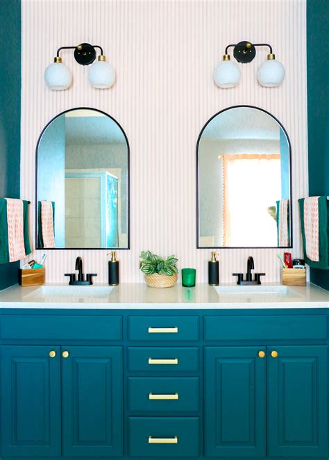 If space permits, two sink areas provide great convenience in shared bathrooms. Moody Art Deco Master Bathroom Vanity-4 - A Kailo Chic Life