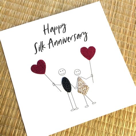 12th Wedding Anniversary Card Silk Anniversary Little People Etsy Uk