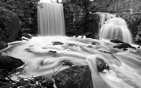 Hd Wallpaper Waterfall Timelapse Stream Rocks Stones Bw Hd Nature