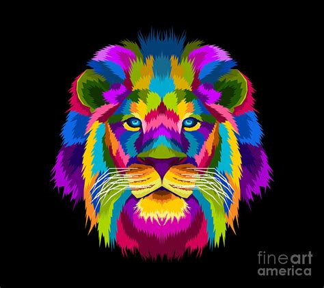 Rainbow Color Lion Digital Art By Noirty Designs Pixels