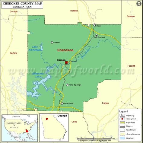 Cherokee County Map Map Of Cherokee County Georgia