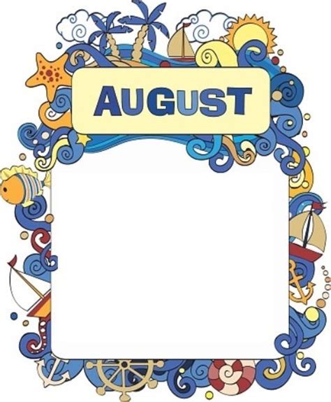 August Border Clipart Free Printable Calendar Templates