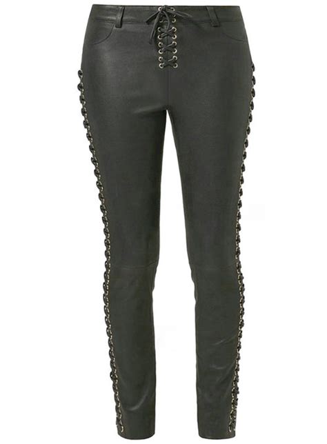 Laced Leather Pants Leather Jeans Jackets Suits
