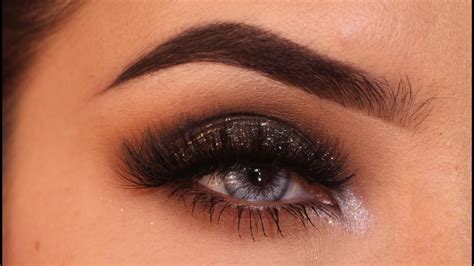 Party Makeup Brown Smokey Eye With Glitter Tutorial Youtube