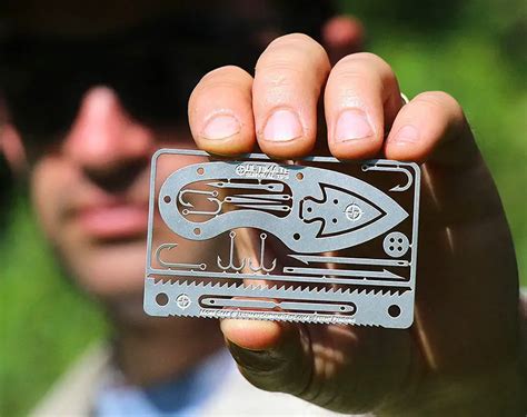 Tiny Survival Card 17 Tool Survival Kit With Knife That Fits In Your