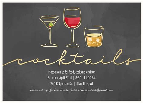 chalkboard cocktails dinner and cocktail party invitations