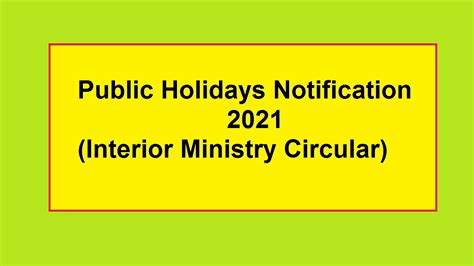 Publicgazetted Holidays Notification 2021 For Govt Employees
