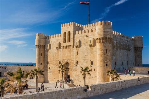 Alexandria Egypt February 2 2019 People Visit Citadel Of Qaitbay