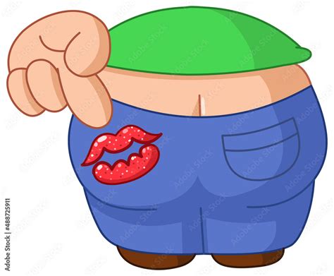 Finger Pointing To A Kiss Print On A Butt Kiss My Ass Concept Stock Vector Adobe Stock