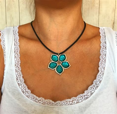 Turquoise Leather Necklace Leather Choker Necklace For Women Etsy