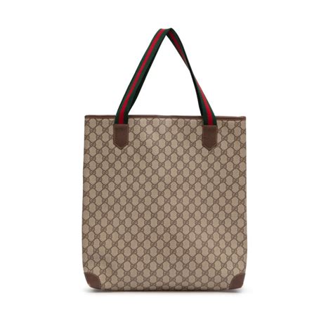 Gucci Brown Gg Supreme Canvas Web Tote Gold Hardware Available For