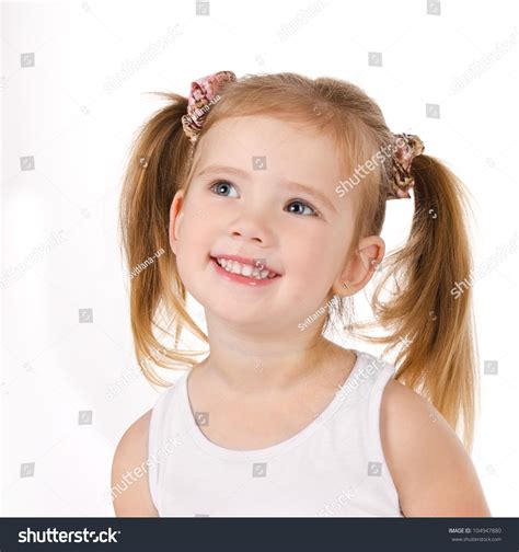 Portrait Of Cute Smiling Little Girl Isolated Stock Photo 104947880