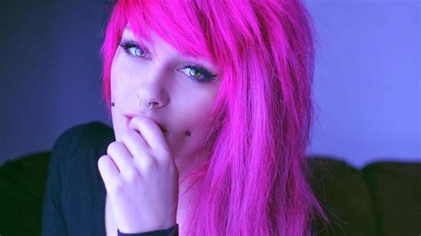 Women Pink Hair Pierced Nose Piercing Model Face 1080p Wallpaper