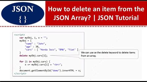 How To Delete An Item From The Json Array Json Tutorial Youtube