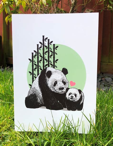 Panda Greetings Card A5 Print Etsy