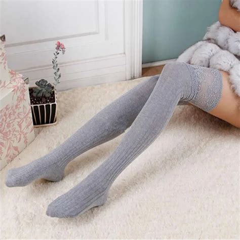 1 pair high hot cotton thigh highs stocking women plus size over knee long leg warmers meias