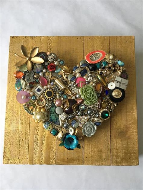 Recycled Jewelry Heart Collage Vintage Jewelry Crafts Diy Jewelry
