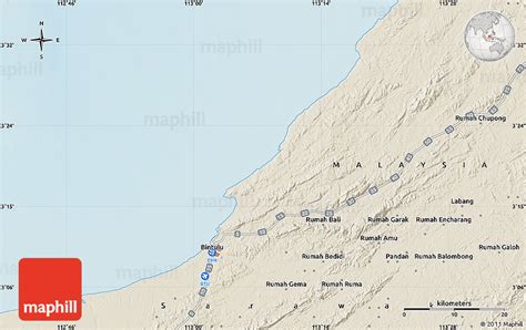 Shaded Relief Map Of Bintulu