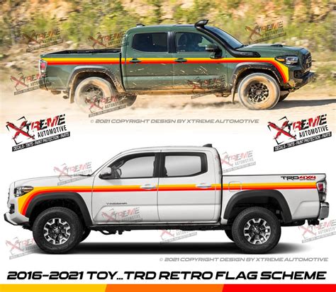 Side Decals Stickers Trd 4x4 Off Road With Vintage Retro Stripes For