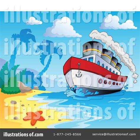 Tropical Island Vacation Cruise Ship Royalty Free Vector Clip Art