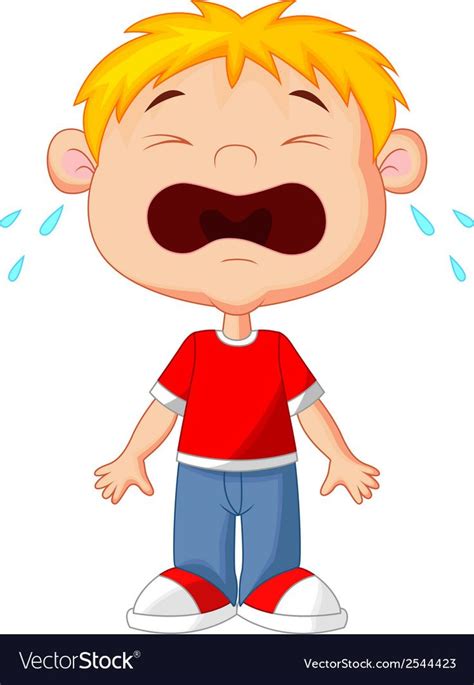 Young Boy Cartoon Crying Royalty Free Vector Image Emotions Preschool