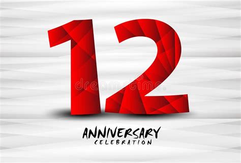 12 Year Anniversary Celebration Logo Red Polygon Vector 12 Number