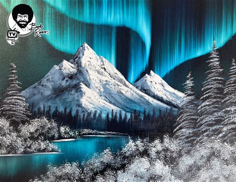 Bob Ross Wet On Wet Oil Painting Aurora Borealis Art At The Bodega