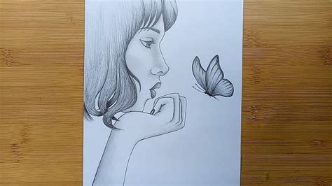 Tous les décès depuis 1970, évolution de l'espérance de vie en france, par département, commune, prénom et nom de famille ! How to draw a Girl with Butterfly // Pencil sketch drawing ...