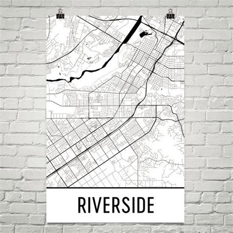 Riverside Ca Street Map Poster Wall Print By Modern Map Art