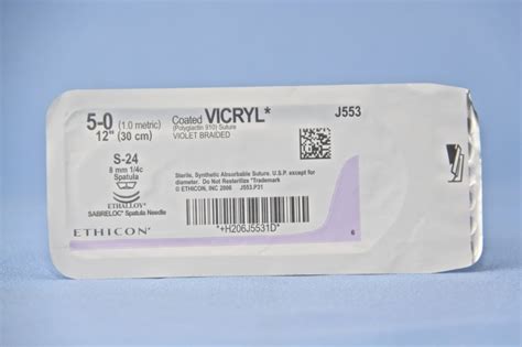 Ethicon Suture J553g 5 0 Vicryl Violet 12 S 24 S 14 Spatula