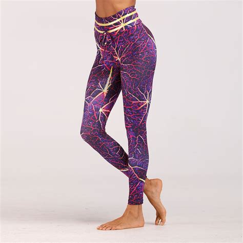 Buy Women Yoga Pants Fitness Sport Leggings Purple Lighting 3d Print Slim