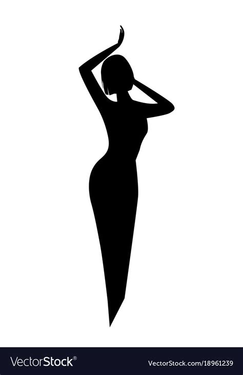 Elegant Black Silhouette A Woman Or A Girl Vector Image