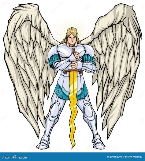 Archangel Michael Standing Stock Vector Illustration Of Sword 210102001