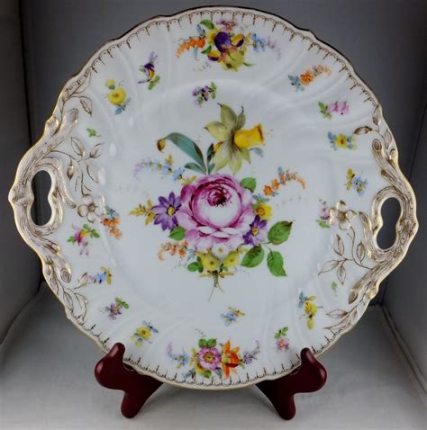 Dresden Porcelain Germany — Handled Serving Plate Or