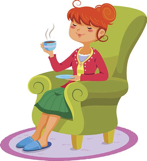 Young Woman Drinking Tea Illustrations Royalty Free Vector Graphics