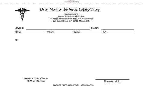 Formato De Receta Médica Para Imprimir 6c5