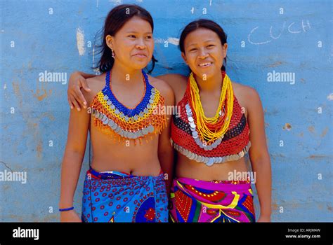 Portrait Of Two Embera Indian Girls Chagres National Park Panama