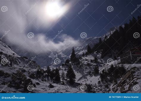 Full Moon Over The Mountains Stock Image Image Of Mountaineering