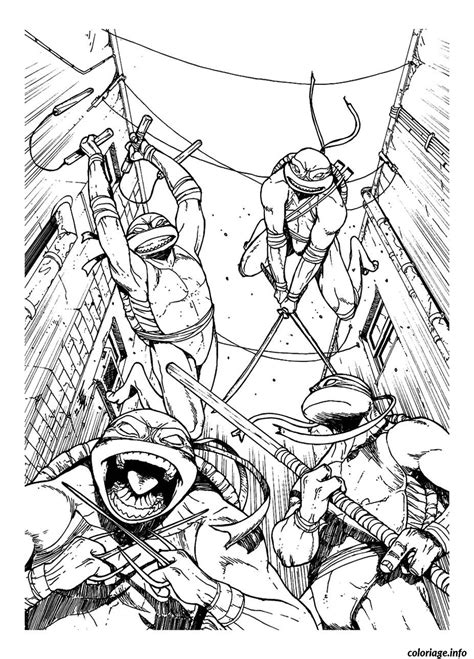 Coloriage tortue ninja en action  JeColorie.com